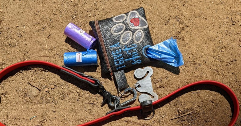 dog poop bags and poop bag holder | What Do You Do With Dog Poop While Hiking?