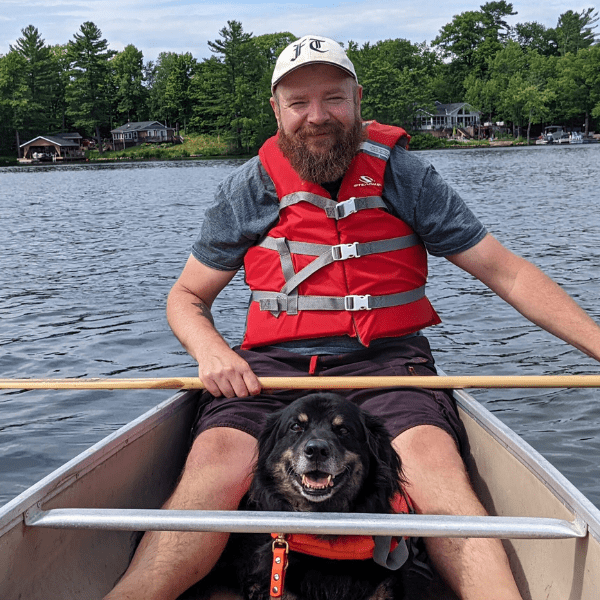 john in a canoe with indiana | The Kas Pack